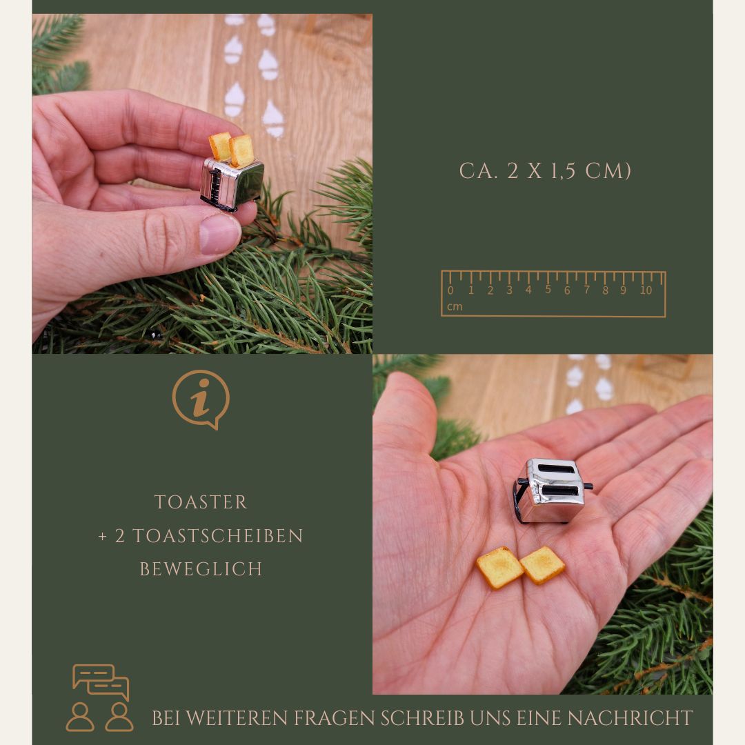 Miniatur Wichtel-Toaster mit beweglichen Toastscheiben
