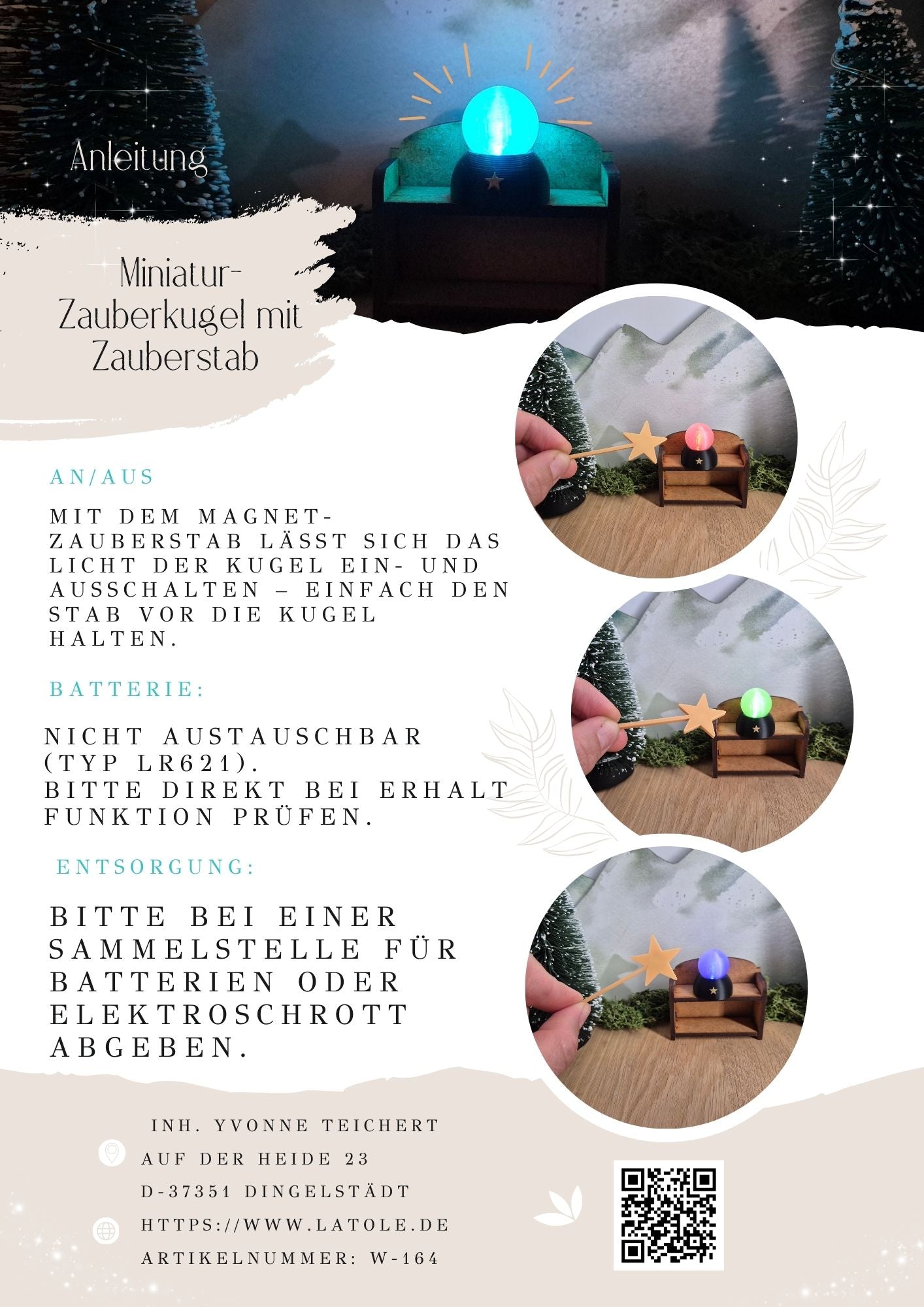 Zauberkugel mit leuchtender Funktion & Zauberstab