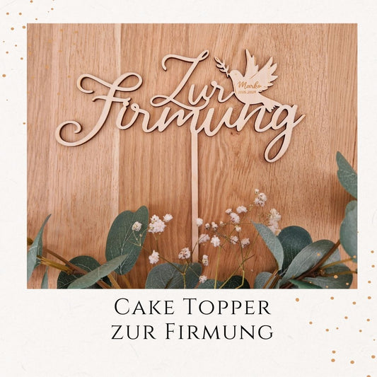Caketopper aus Holz - mit Taube zur Firmung