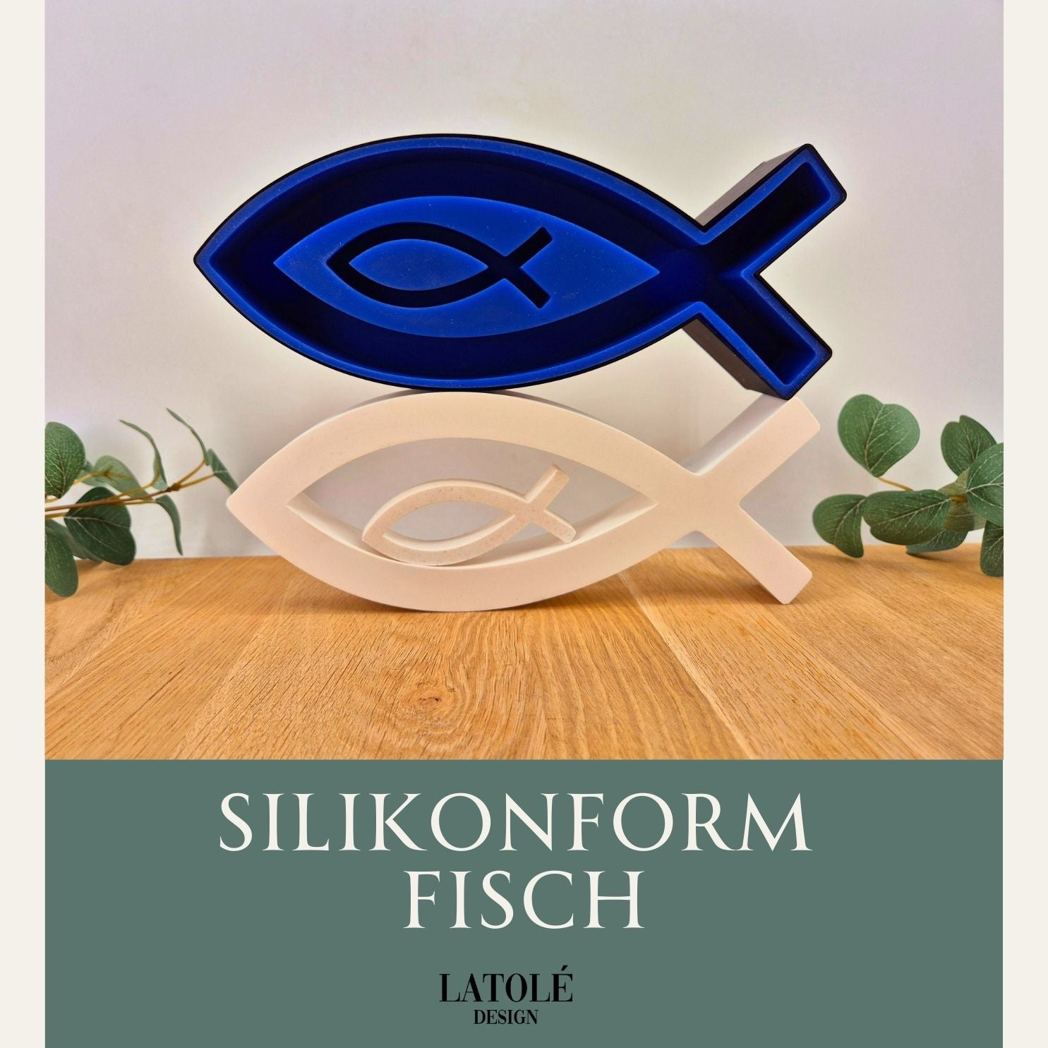 Gipsfisch Silikonform und Gipsfisch gegossen