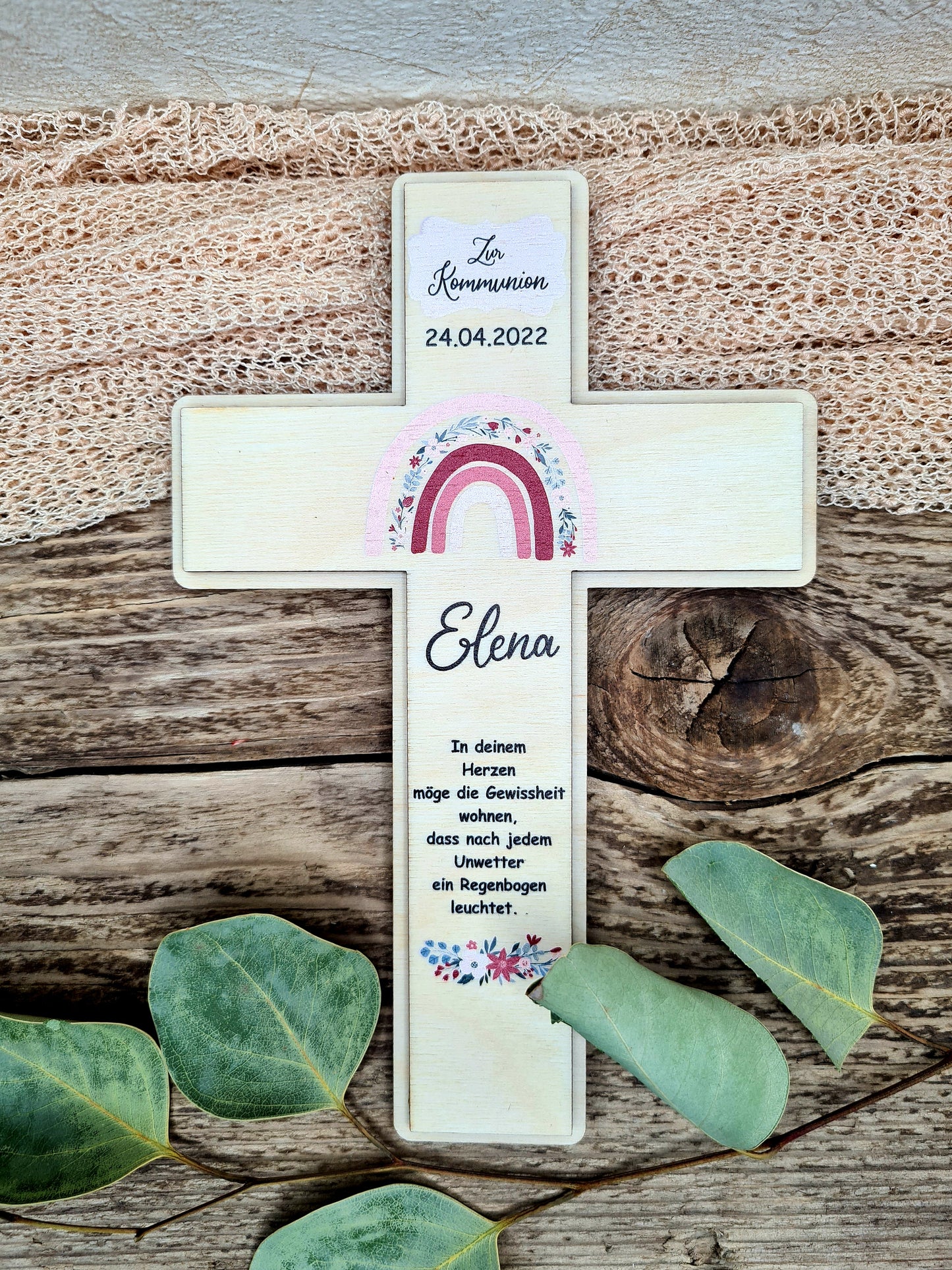 Holzkreuz - farbig bedruckt