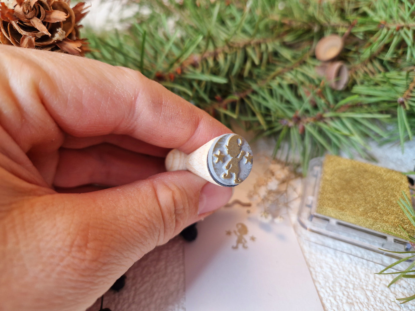 Wichtel Gruß Stempel- Miniatur