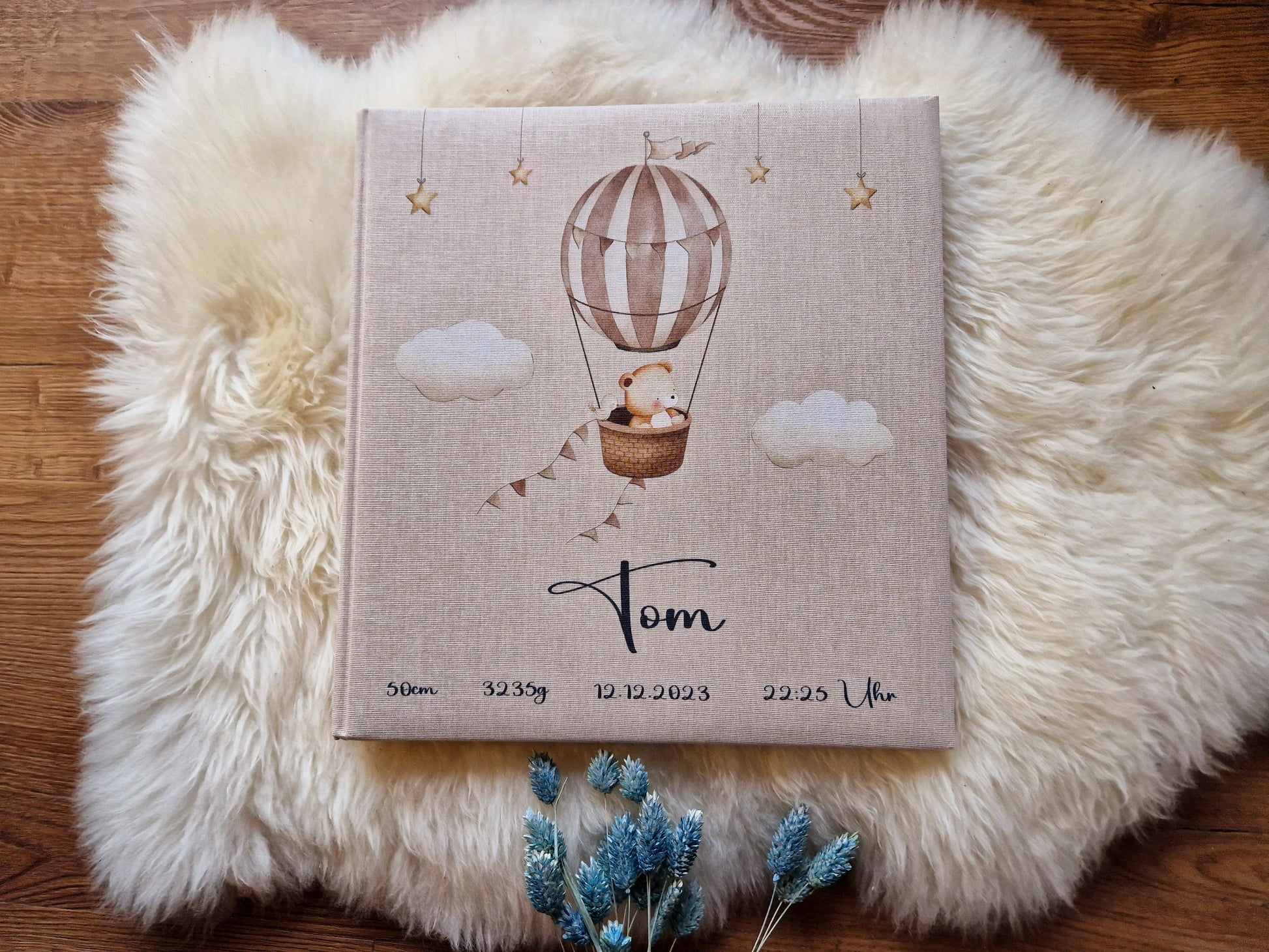 Leinenalbum - Bär mit Heißluftballon