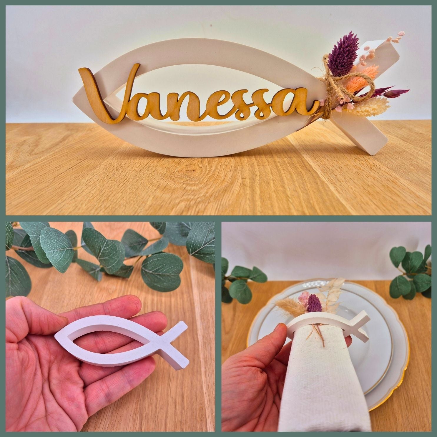 Tischaufsteller - Gipsfisch groß und klein