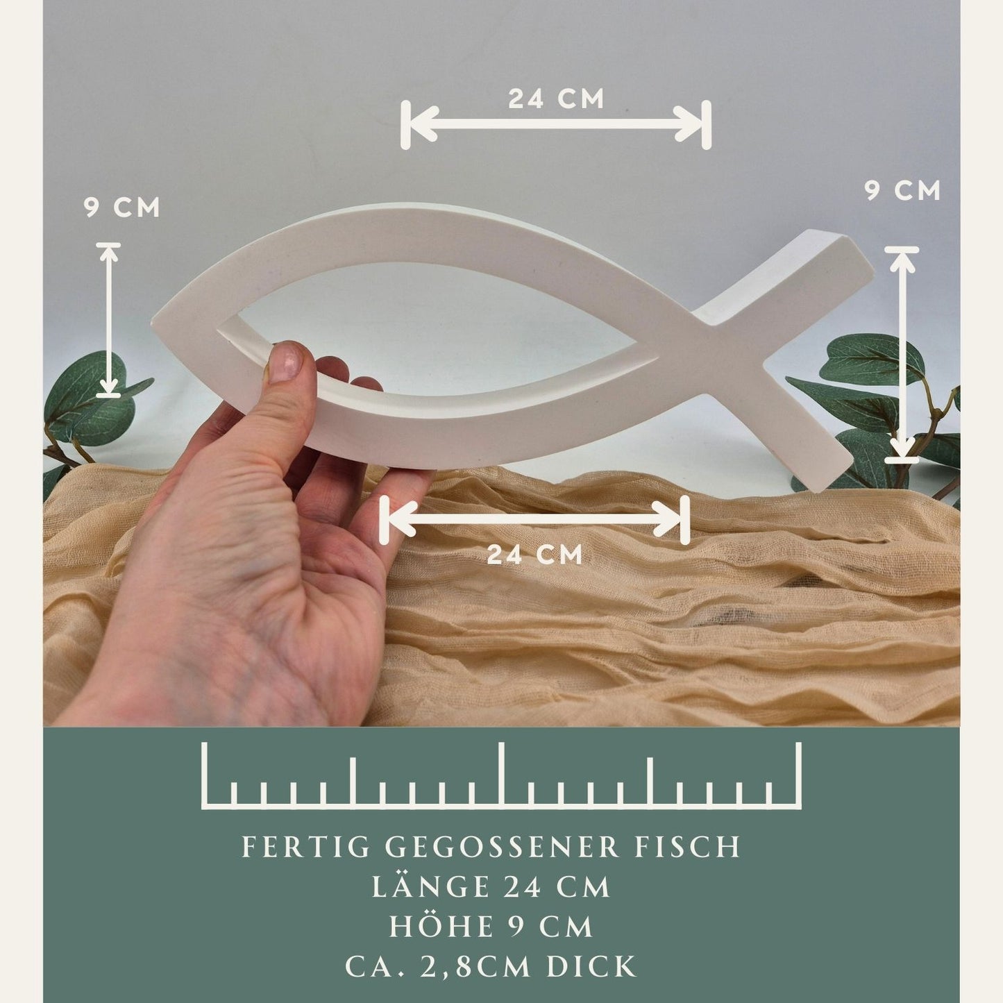 Gipsfisch - groß  - Tischdeko