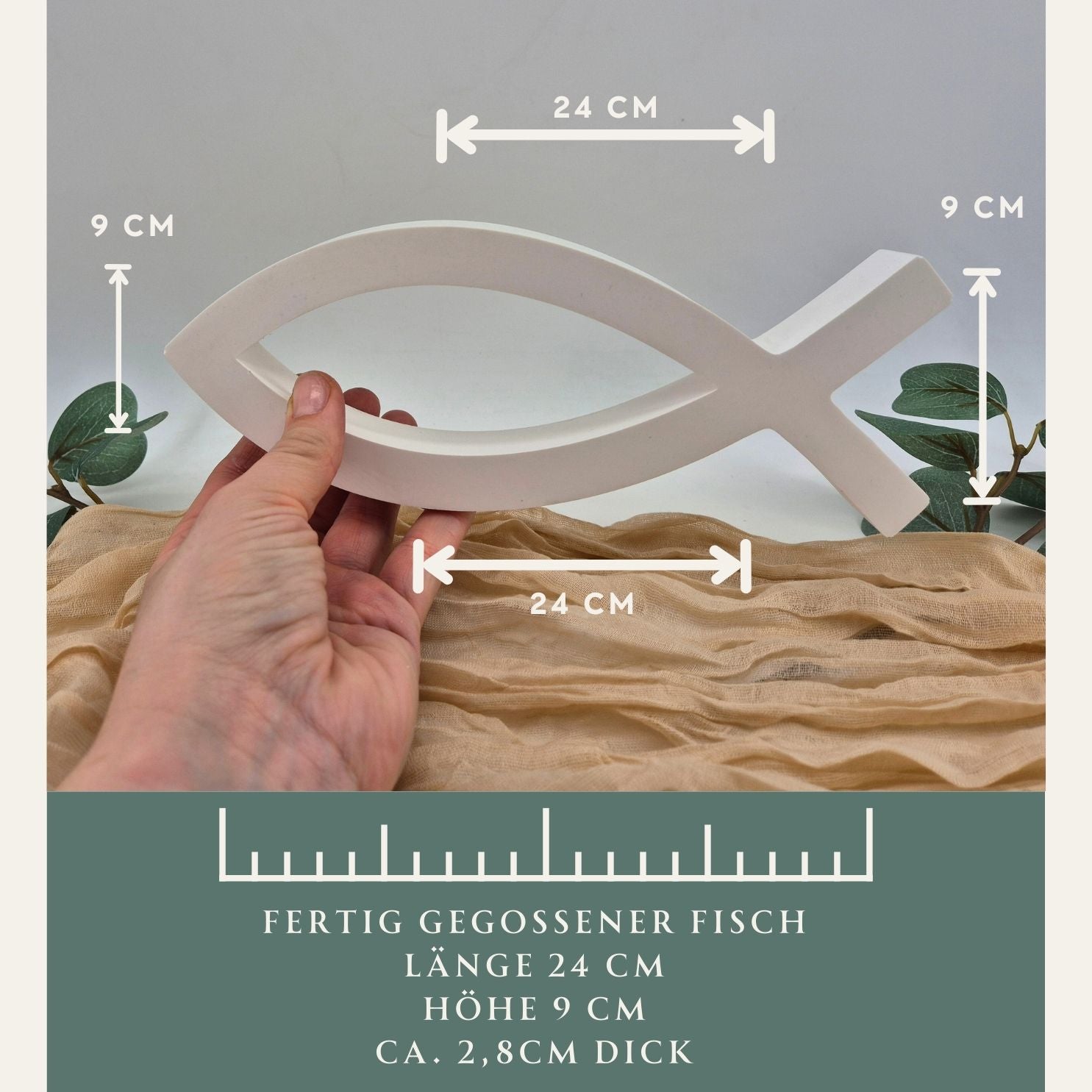Gipsfisch - groß  - Tischdeko