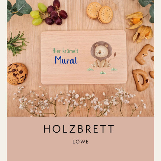 Buchenholz-Frühstücksbrettchen für Kinder Motiv Löwe