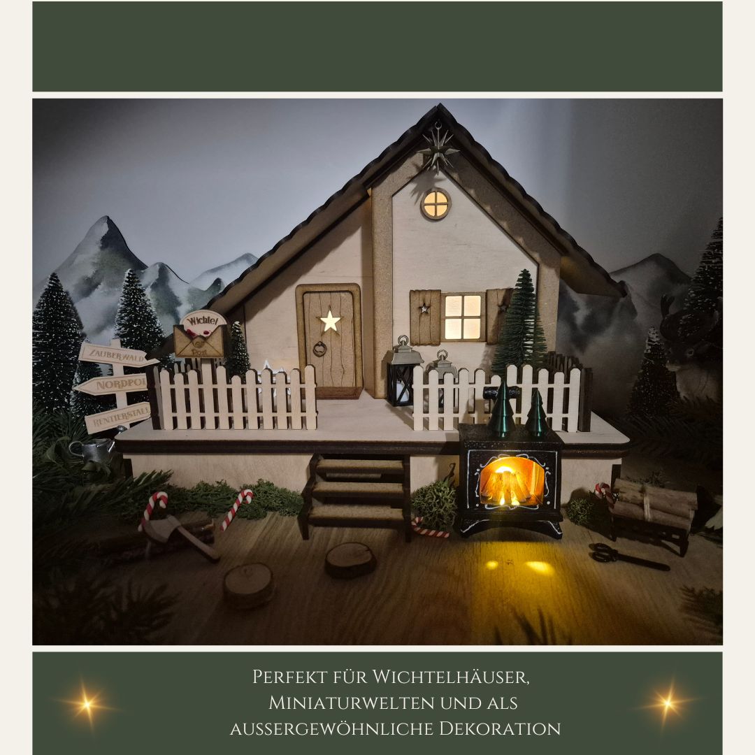 Miniatur-Kamin mit leuchtendem Feuer