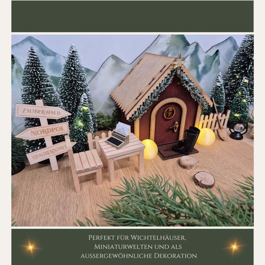 Miniatur-Schreibmaschine mit Lupe für die Wichtelwelt