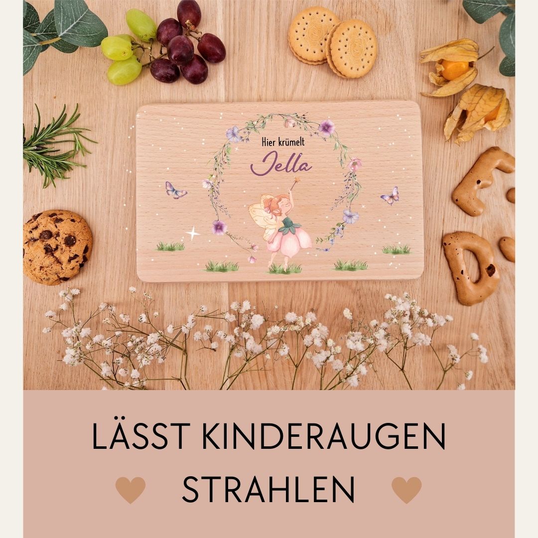 Holzbrettchen - Fee mit Blumenkranz