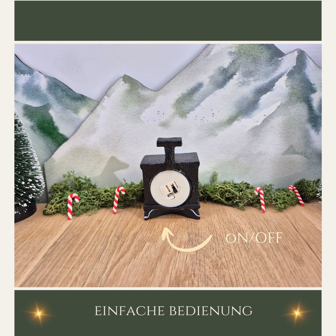 Miniatur-Kamin mit leuchtendem Feuer