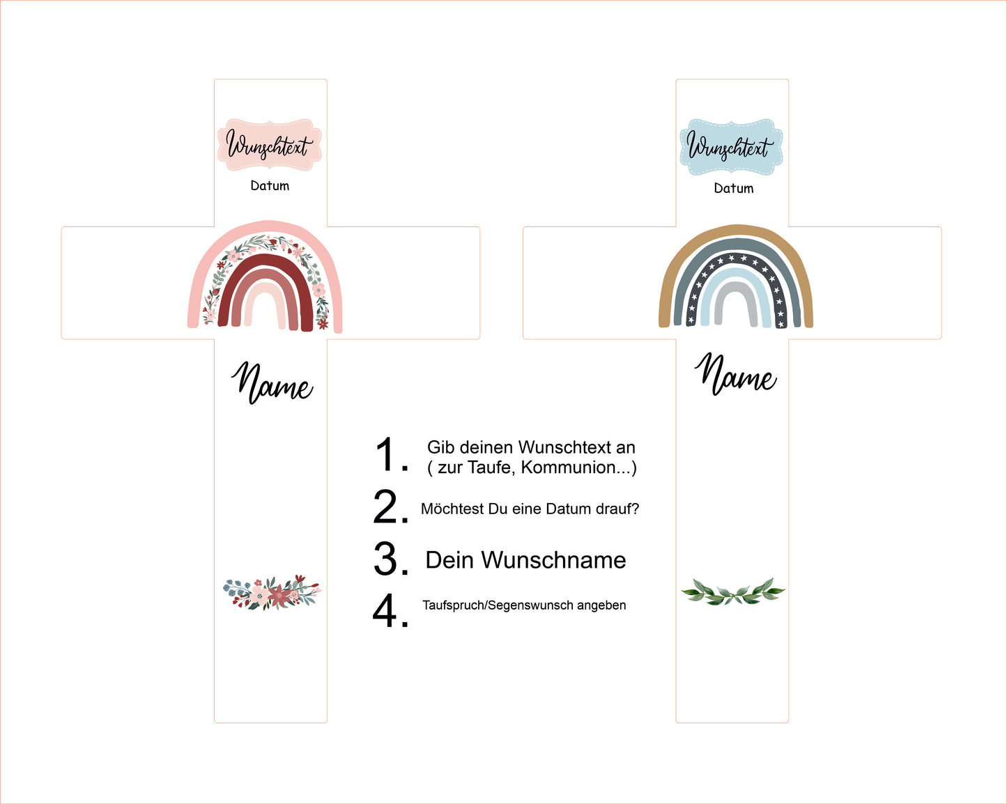 Holzkreuz - farbig bedruckt - Übersicht