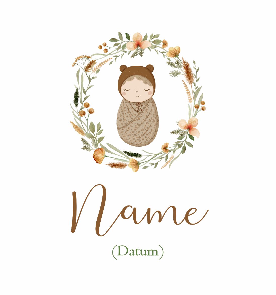 Leinenalbum Motiv " Baby mit Blumenkranz"