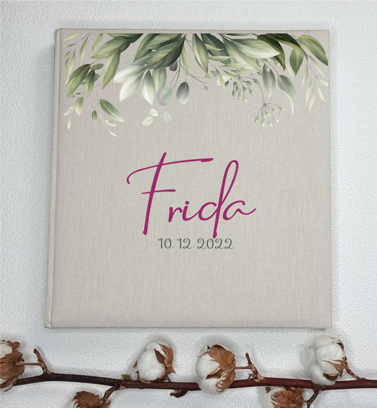 Leinenalbum " Blätter mit Daten"