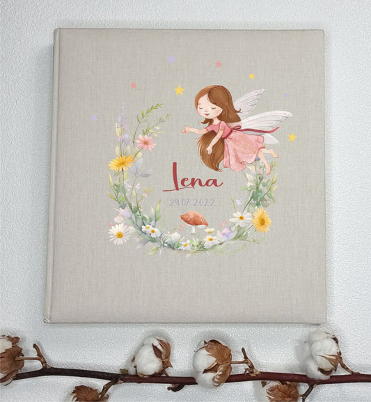 Leinenalbum Motiv " Fee mit Blumenkranz"