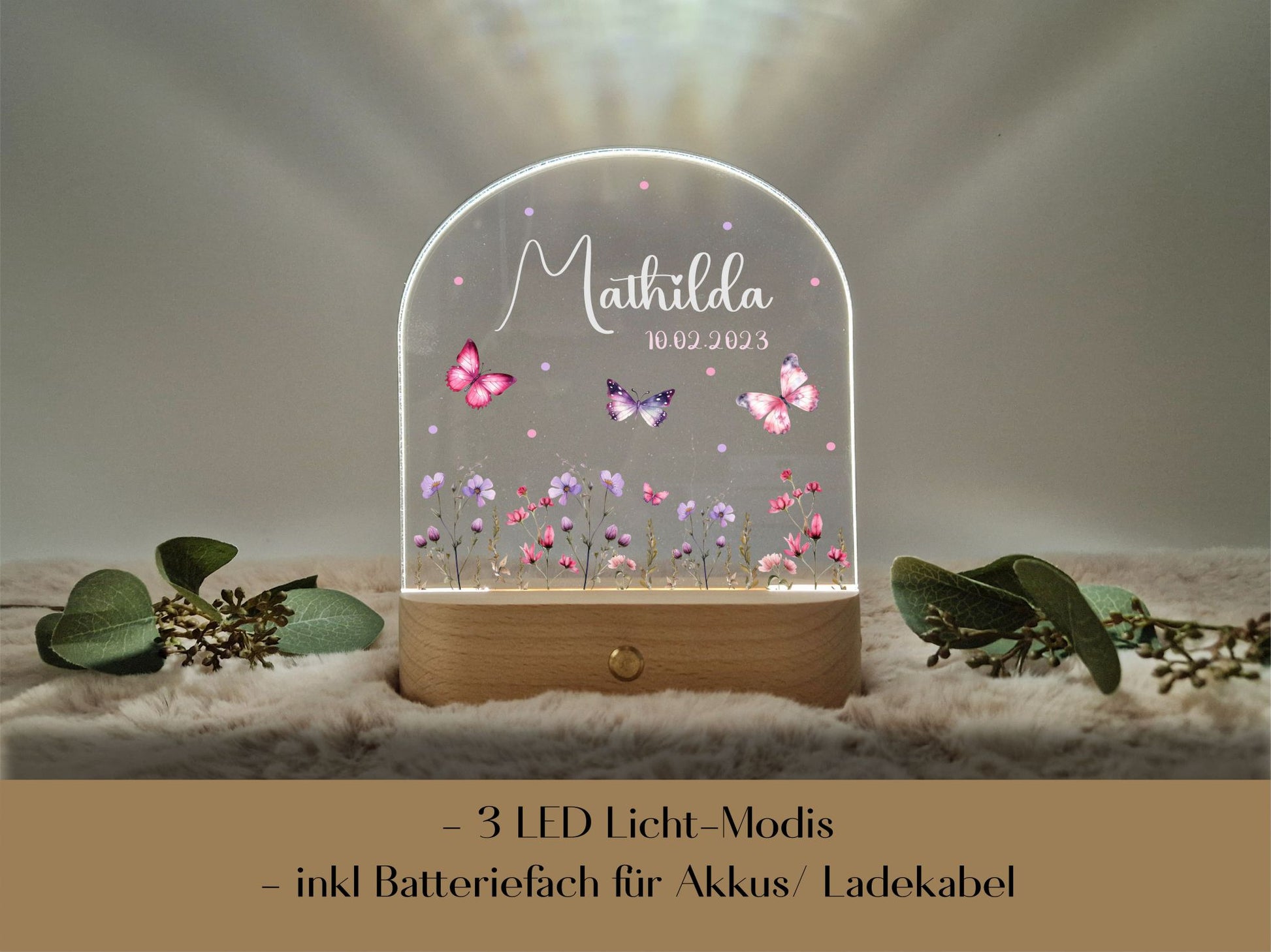 LED Nachtlicht- Blumenwiese und Schmetterlinge