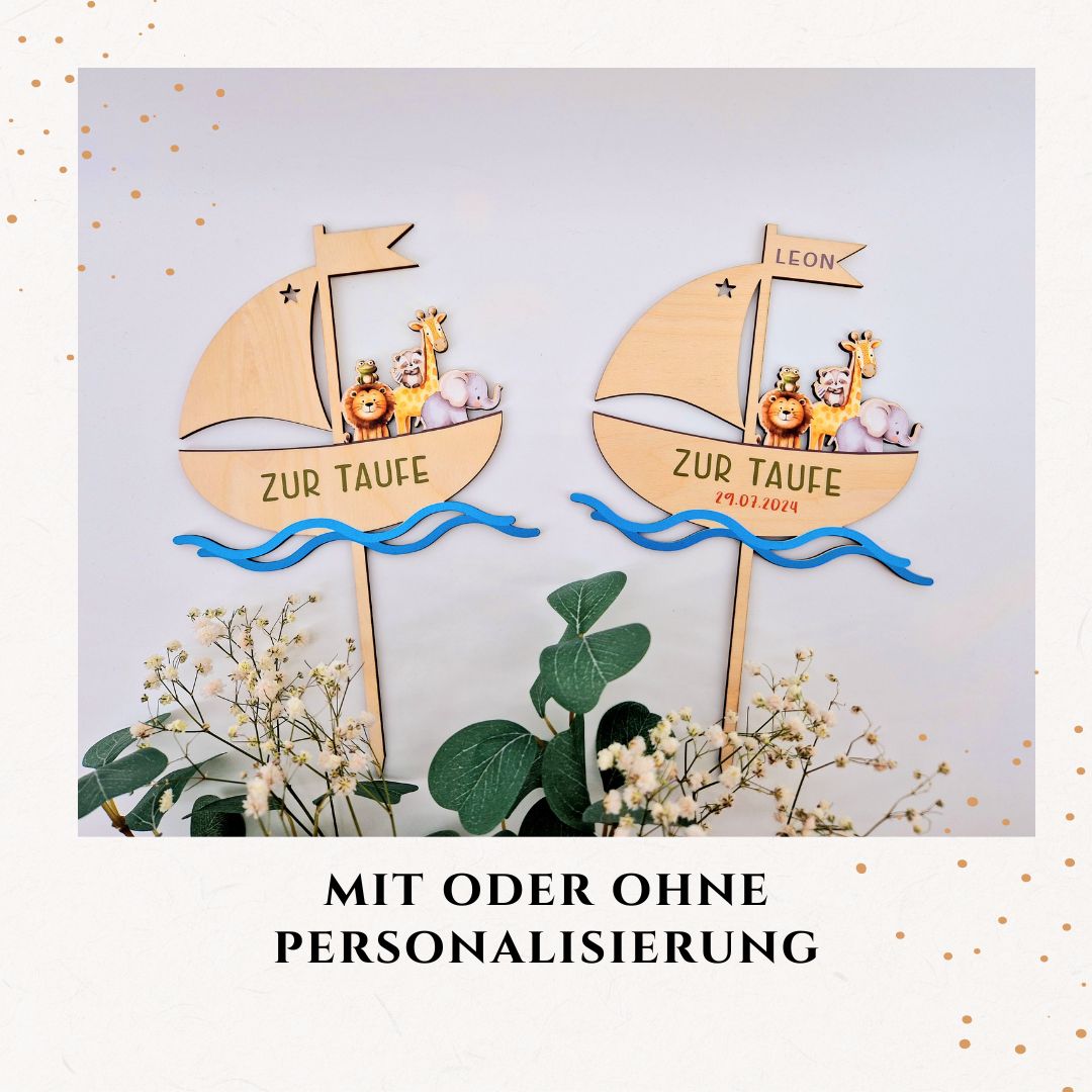 Cake Topper - Arche - zur Taufe - mit Tieren