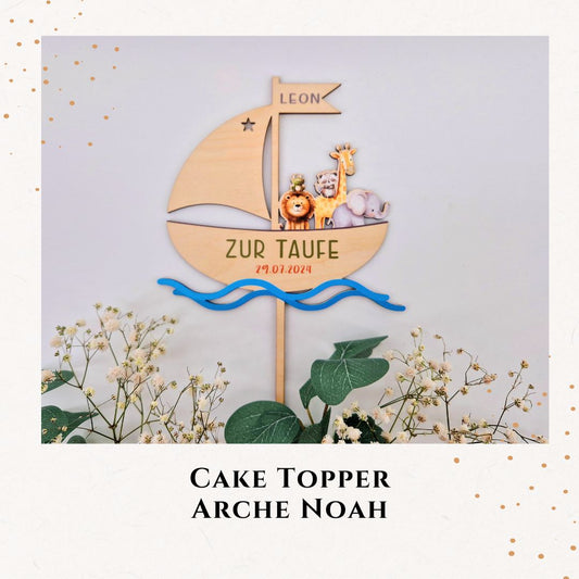 Cake Topper - Arche - zur Taufe - mit Tieren