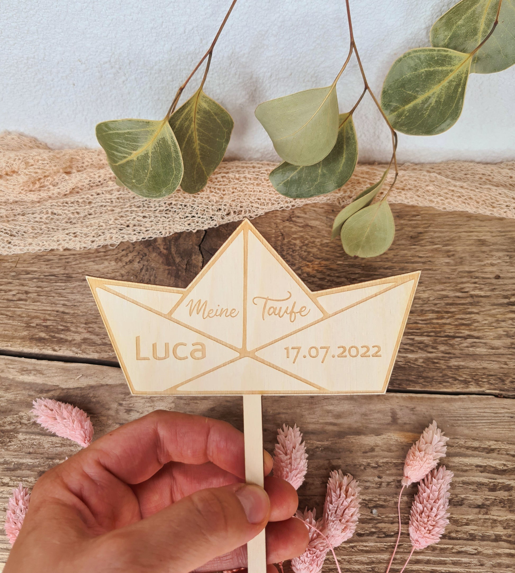 Cake Topper - Segelschiff meine Taufe