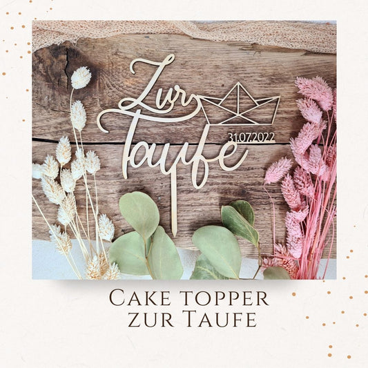 Cake Topper - zur Taufe mit Segelboot