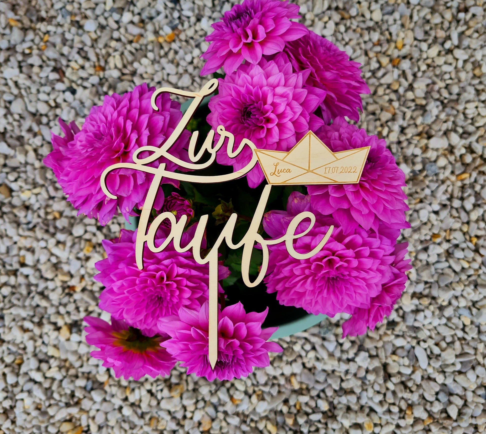 Cake Topper - zur Taufe mit Segelboot