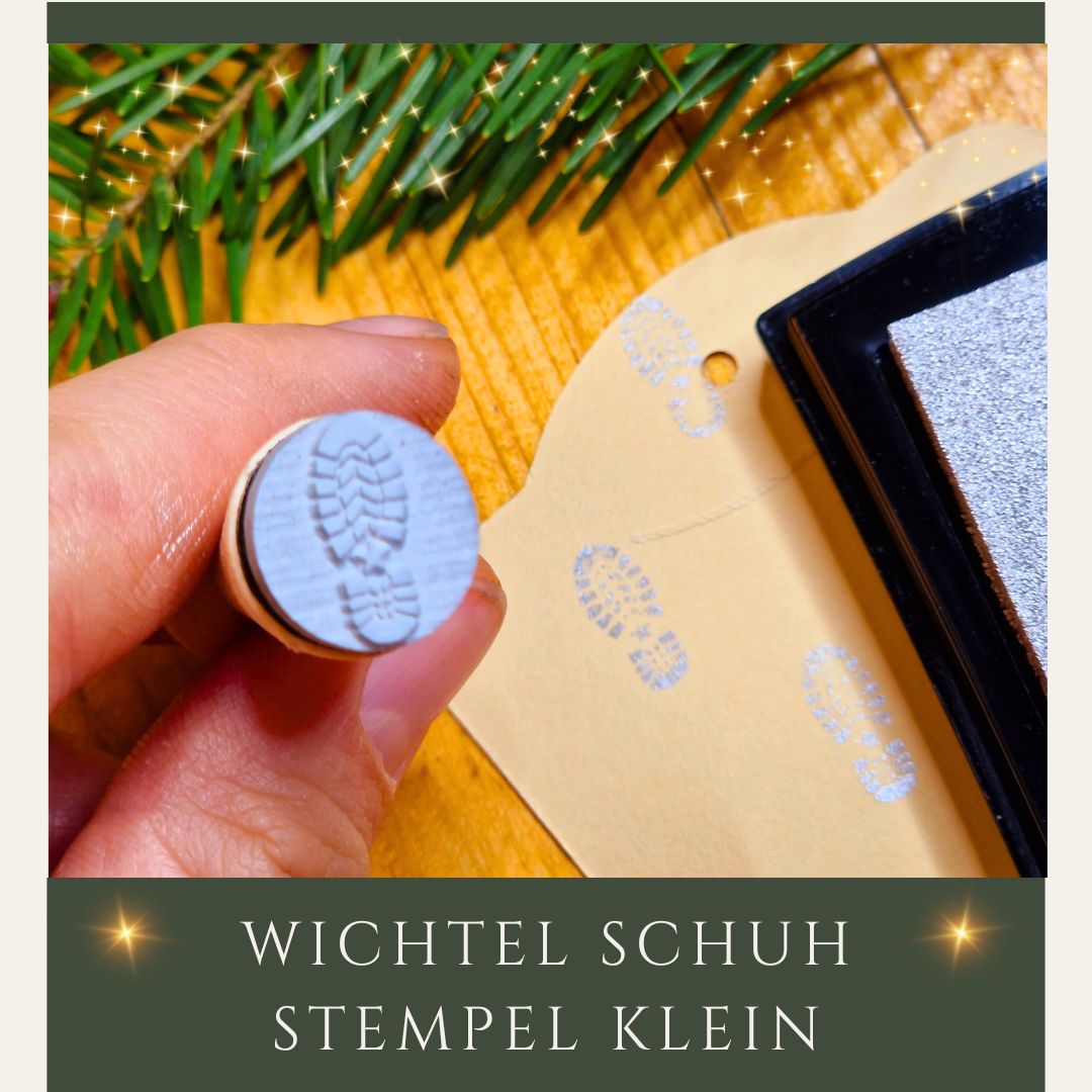 Stempel Wichtel Schuh Abdruck