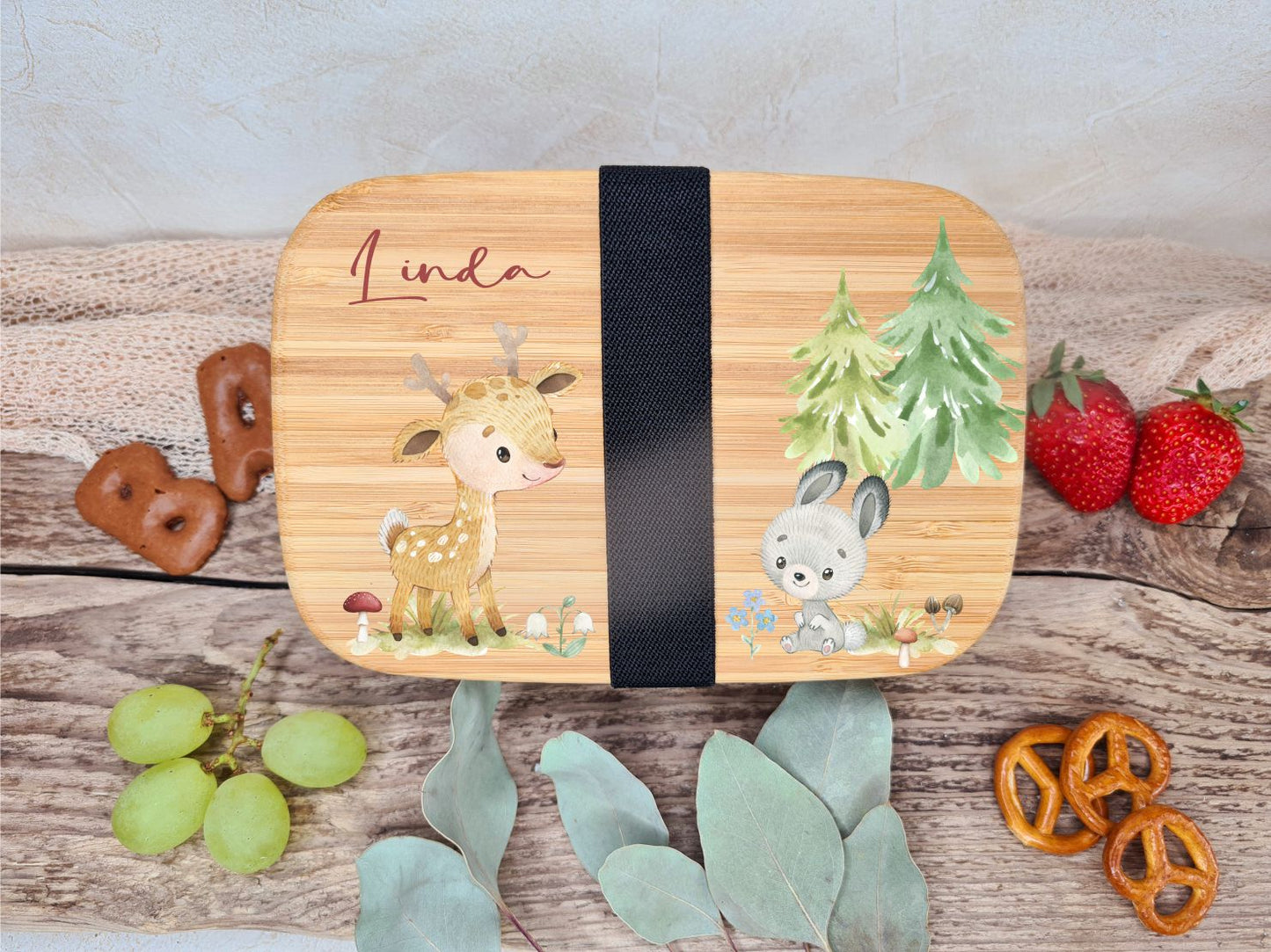 Brotdose Personalisiert Motiv Reh und Hase
