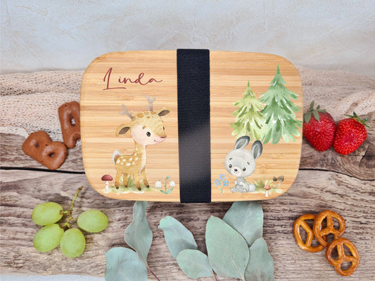 Brotdose Personalisiert Motiv Reh und Hase
