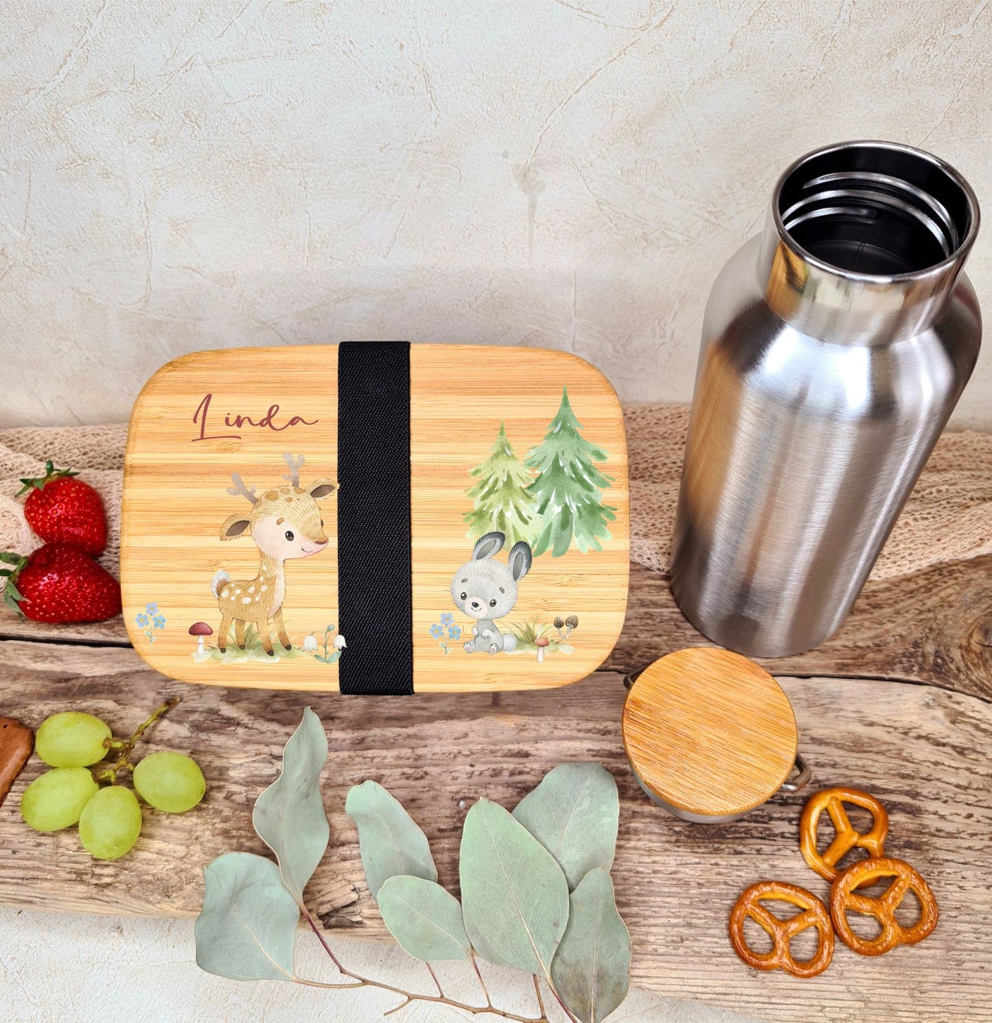 Brotdose Personalisiert Motiv Reh und Hase
