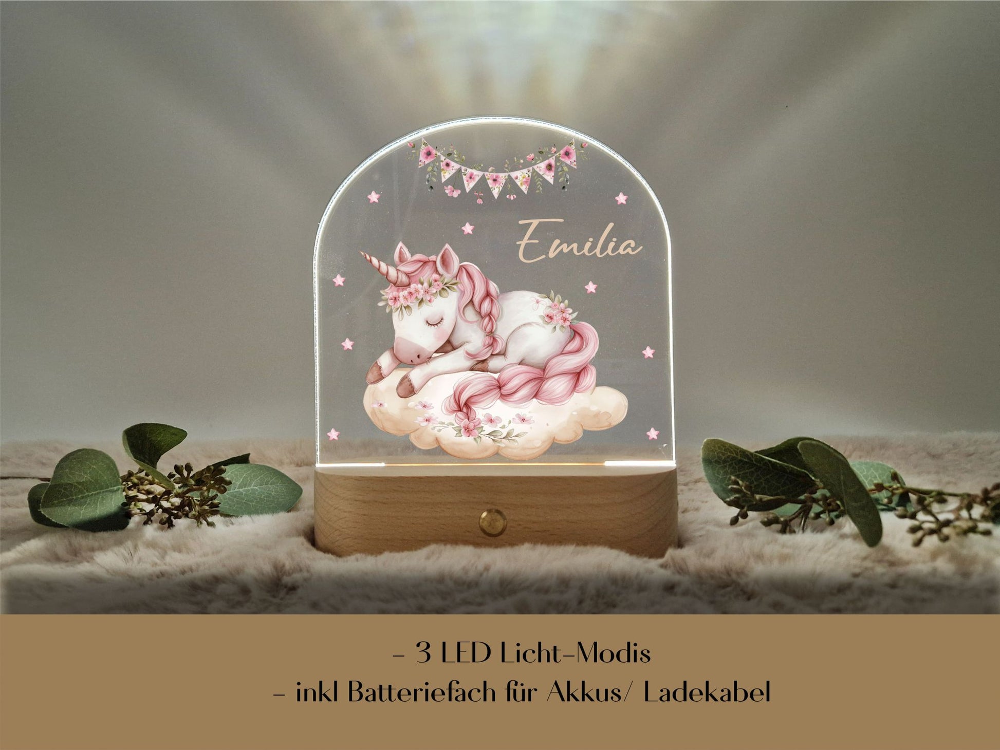 LED Nachtlicht - schlafendes Einhorn auf Wolke