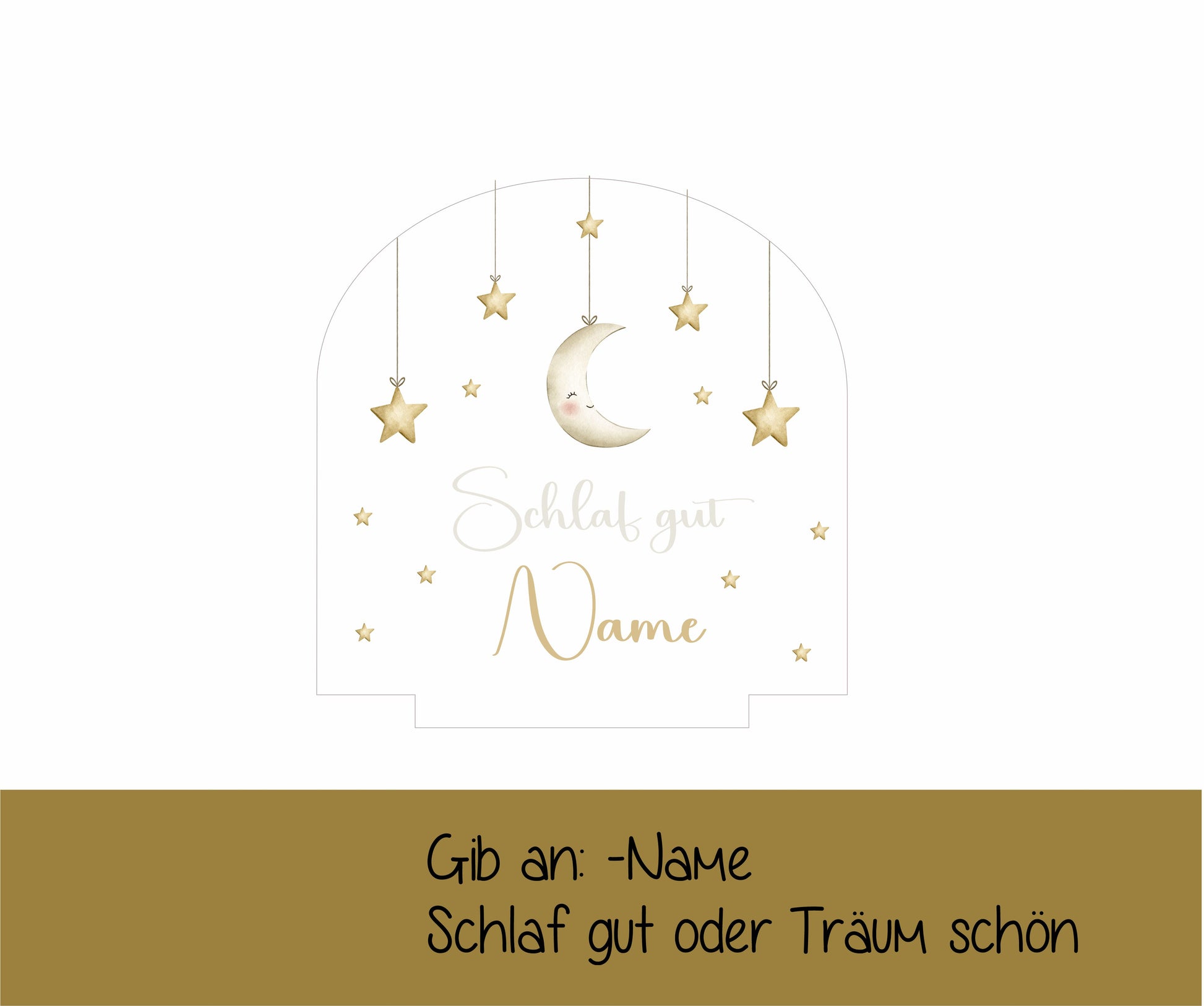 Nachtlicht- Mond, sterne und Text