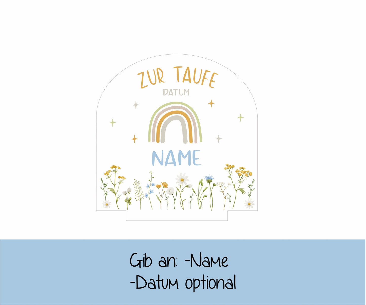 Nachtlicht Personalisiert Motiv - Zur Taufe " Regenbogen "
