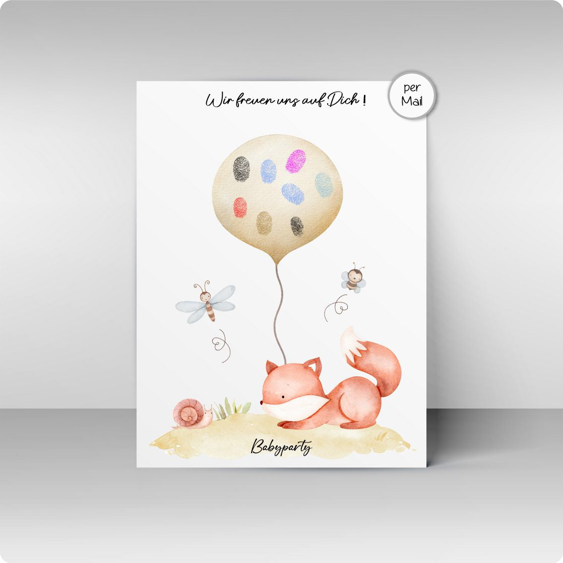 Post Babyparty- Fuchs mit Ballon