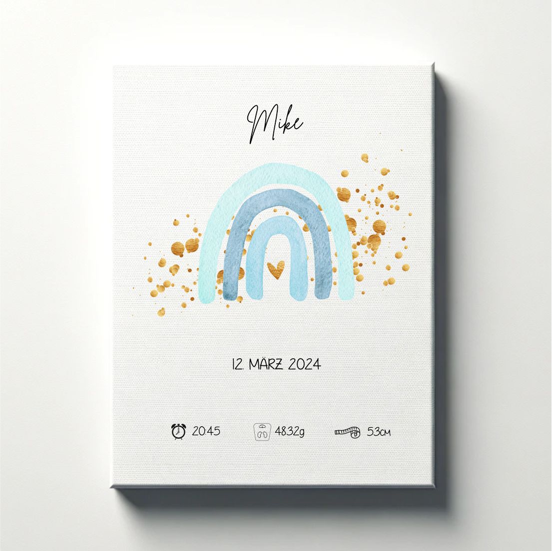 Geburtsposter - Motiv: blauer Regenbogen