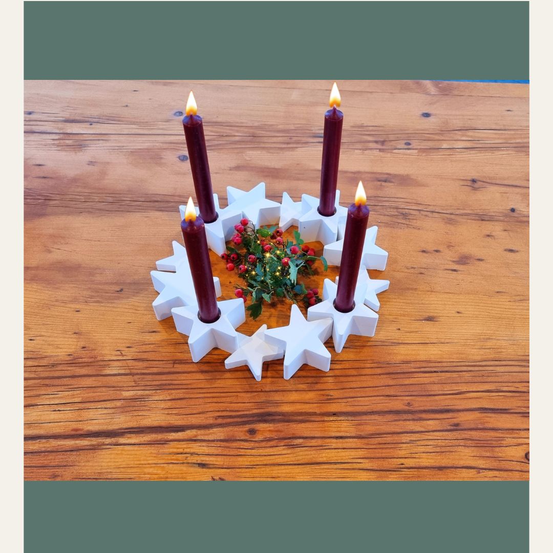 Gipsformen als Adventskranz