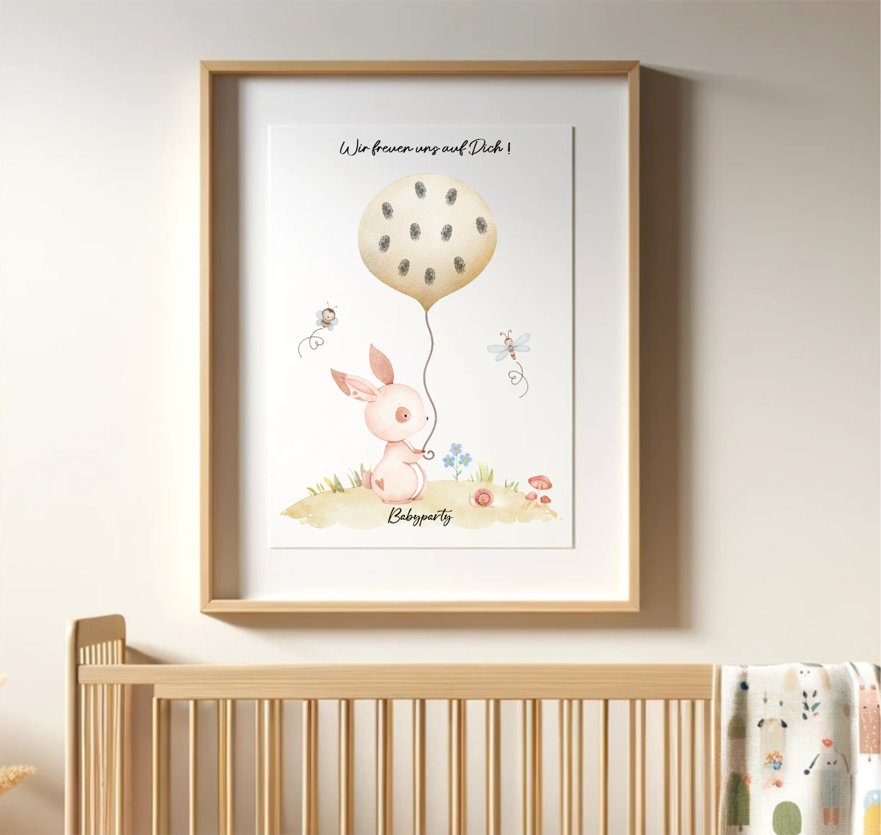 Geburtsposter - Hase mit Ballon