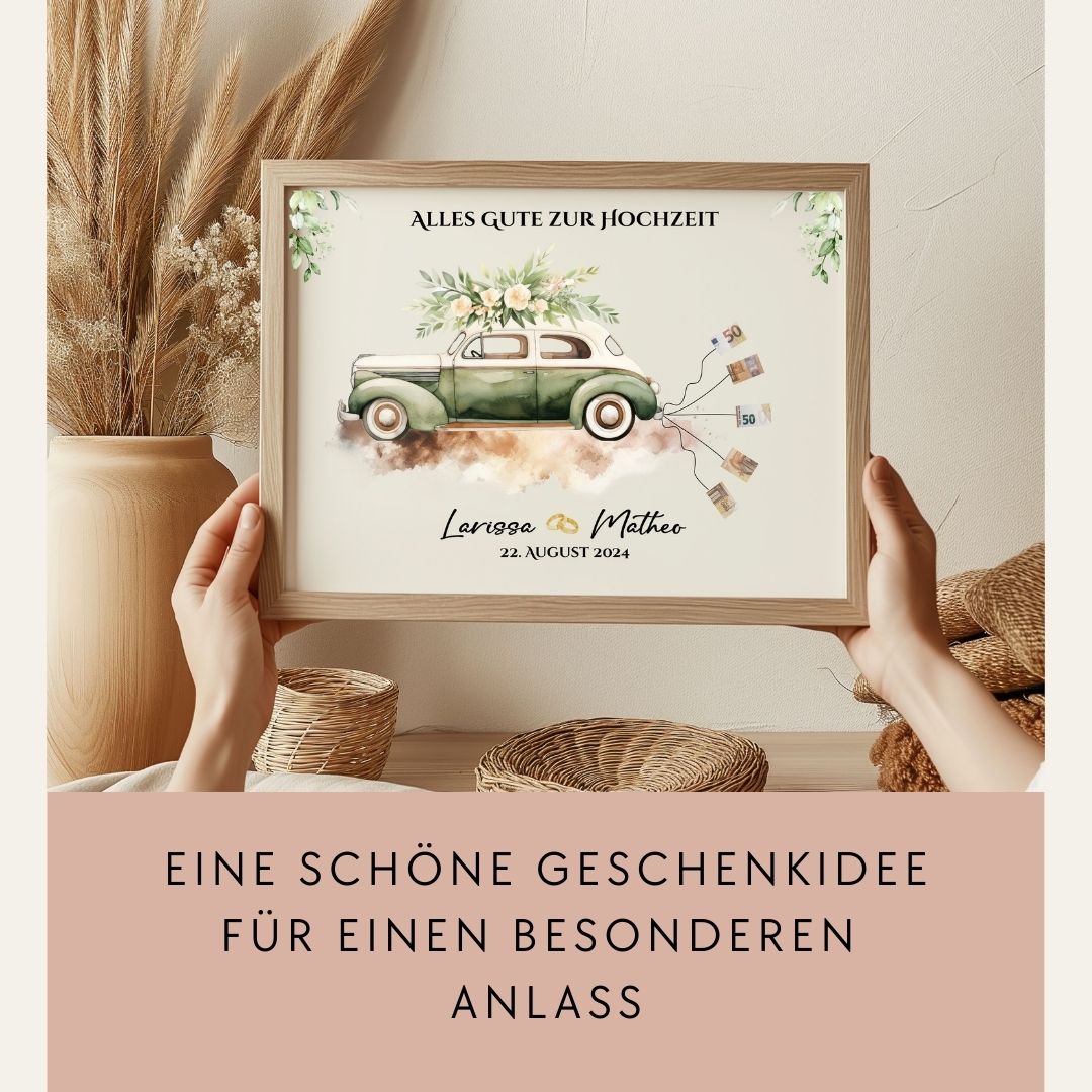 Hochzeitsposter - Oldtimer -Geldgeschenk