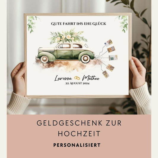 Hochzeitsposter - Oldtimer -Geldgeschenk - personalisierbar