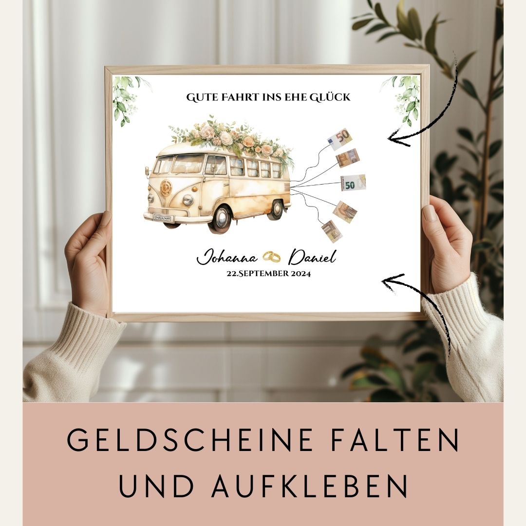 Hochzeitsposter - VW Bus Geldgeschenk