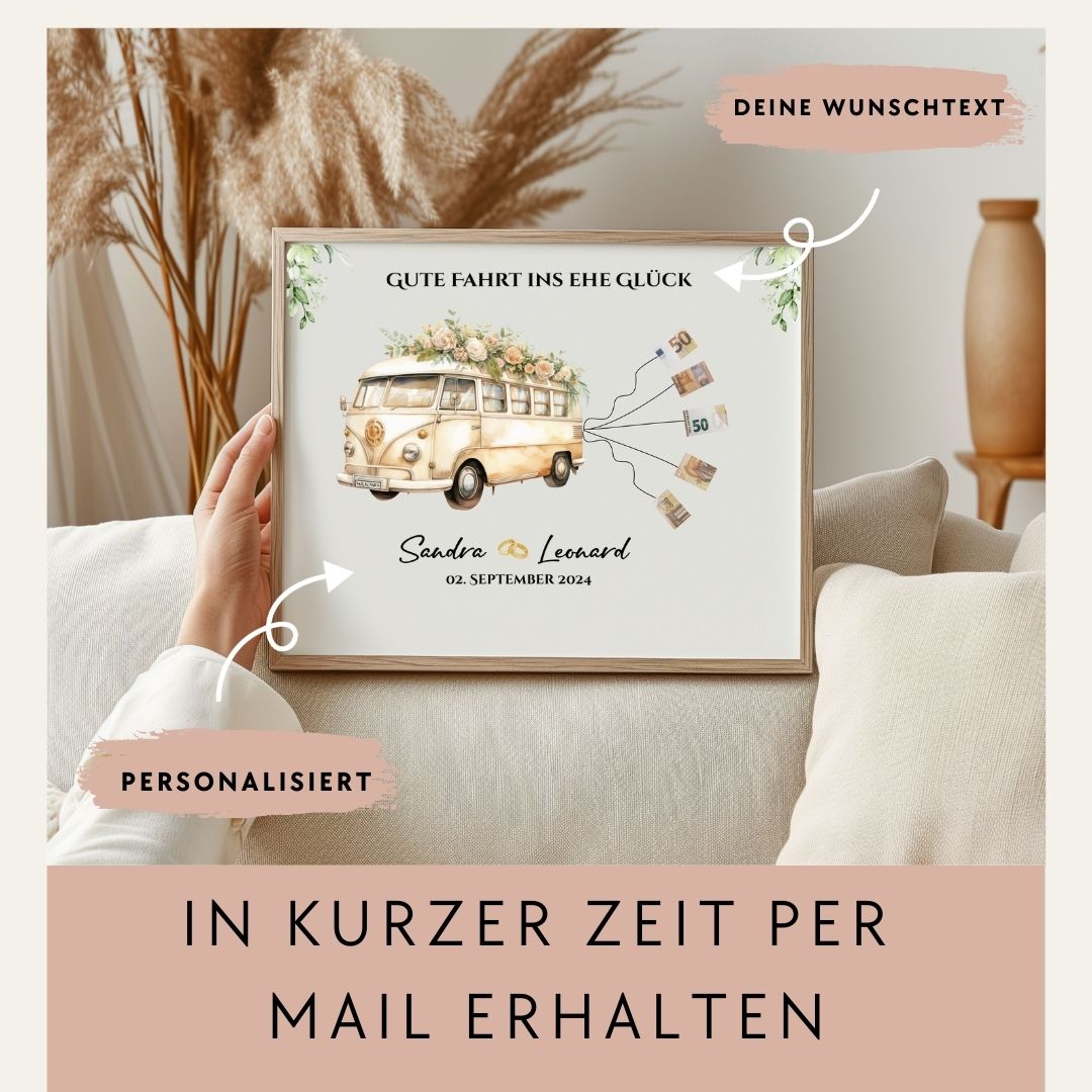 Hochzeitsposter - VW Bus - Wunschtext