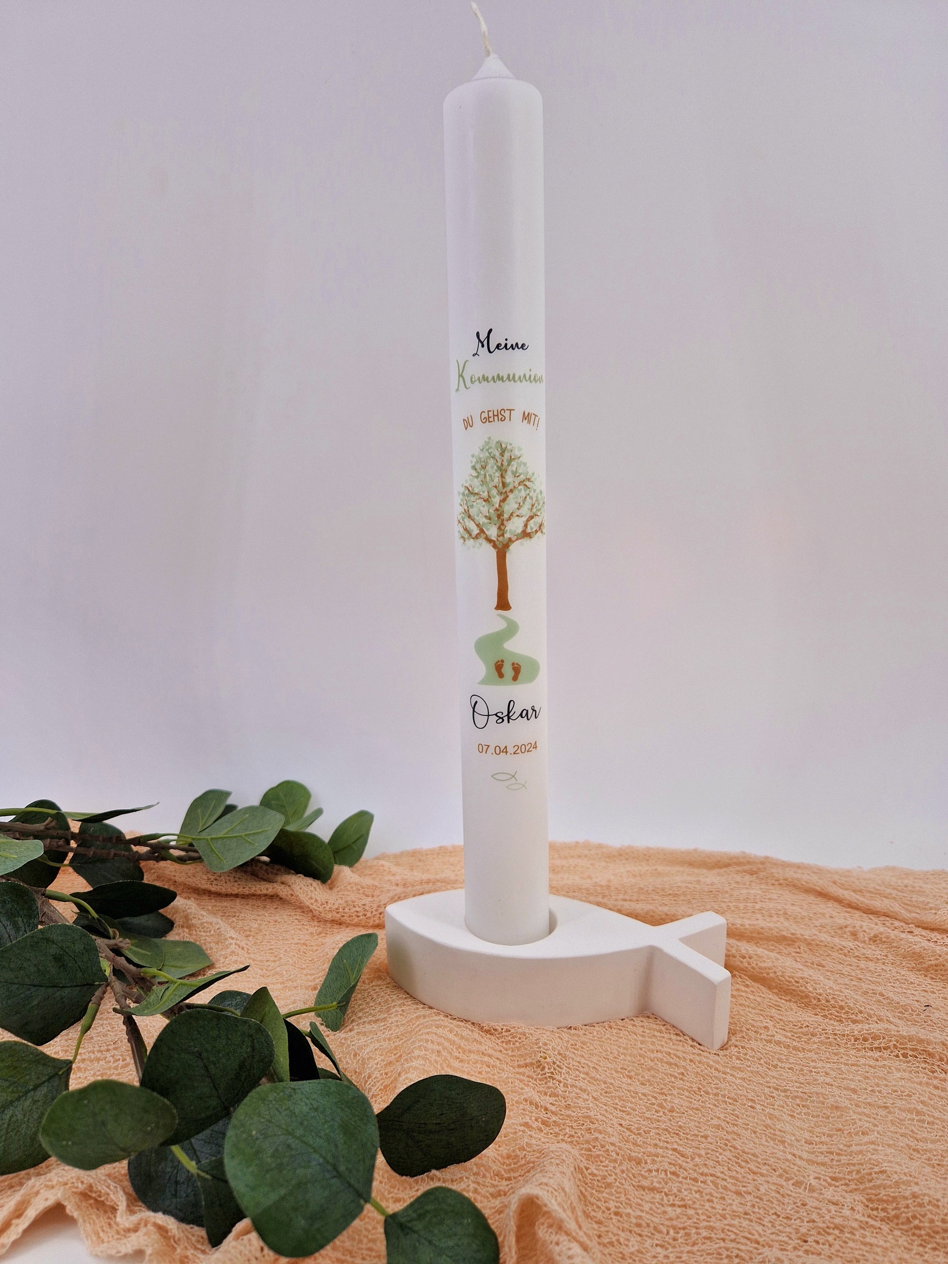 Kerze und Untersetzer