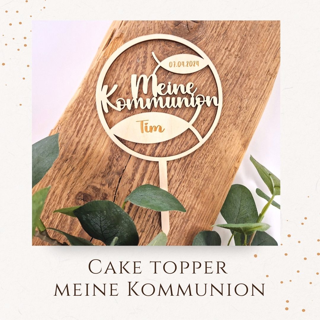 Caketopper - Rund, zur Kommunion mit Fischen