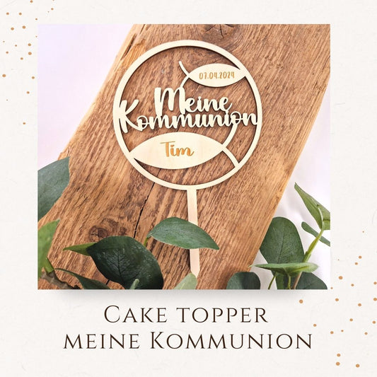 Caketopper - Rund, zur Kommunion mit Fischen