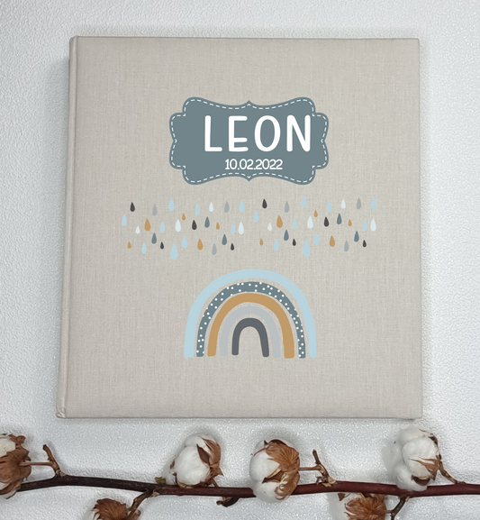 Leinealbum bedruckt mit Regenbogen