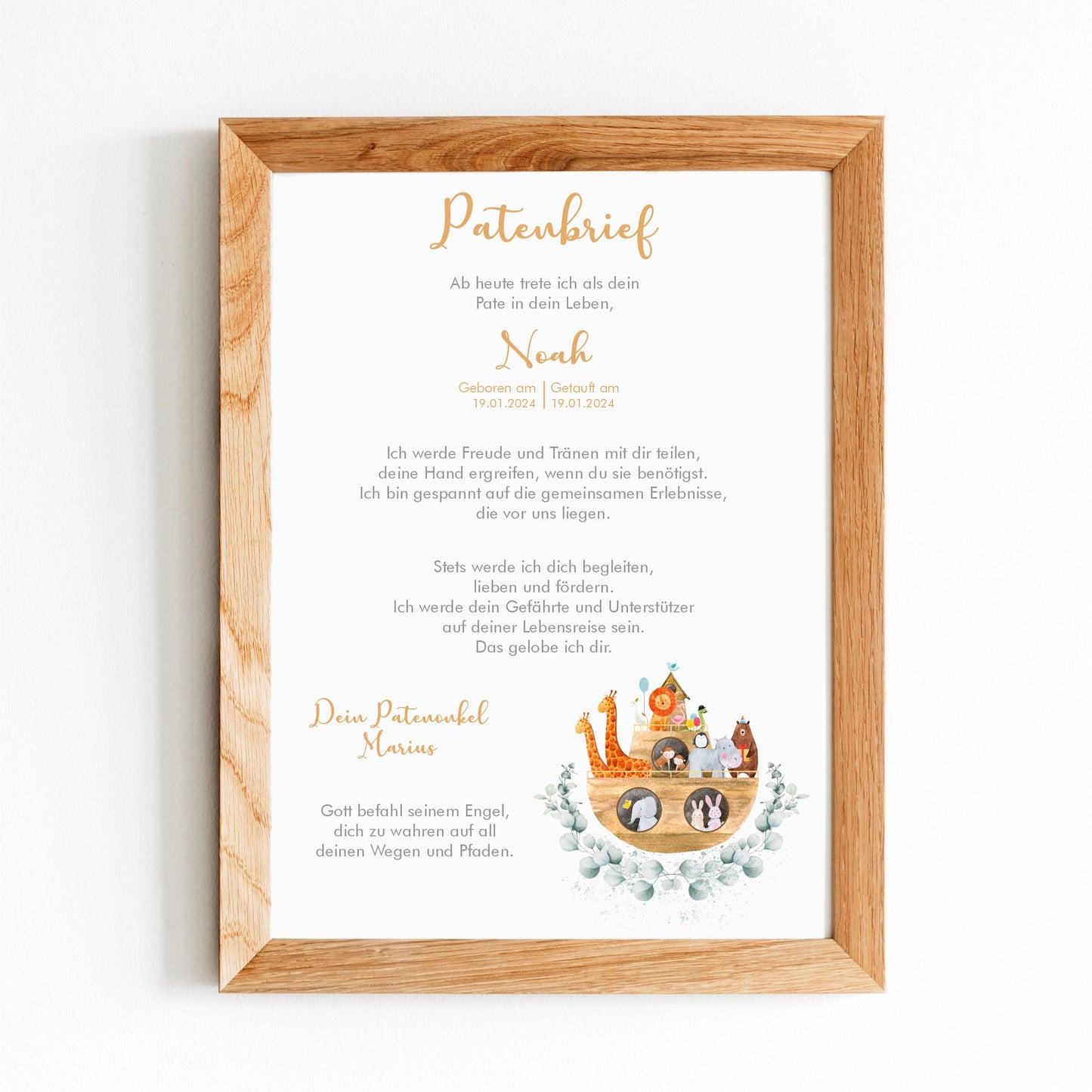 Patenbrief Arche Noah