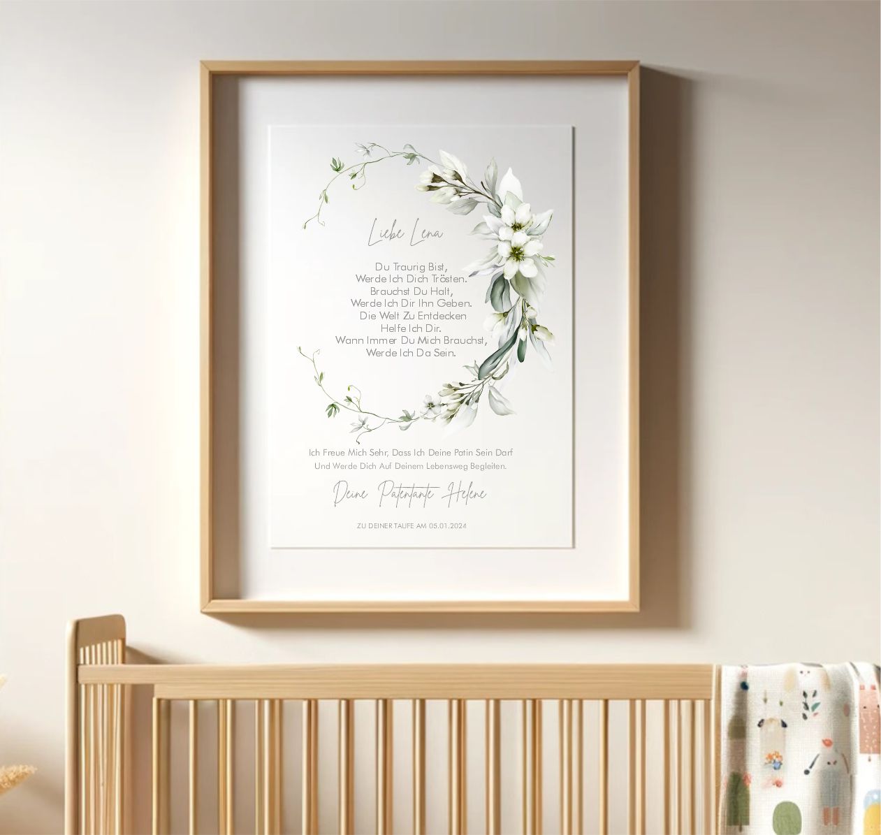 Patenbrief mit weißen Blumen