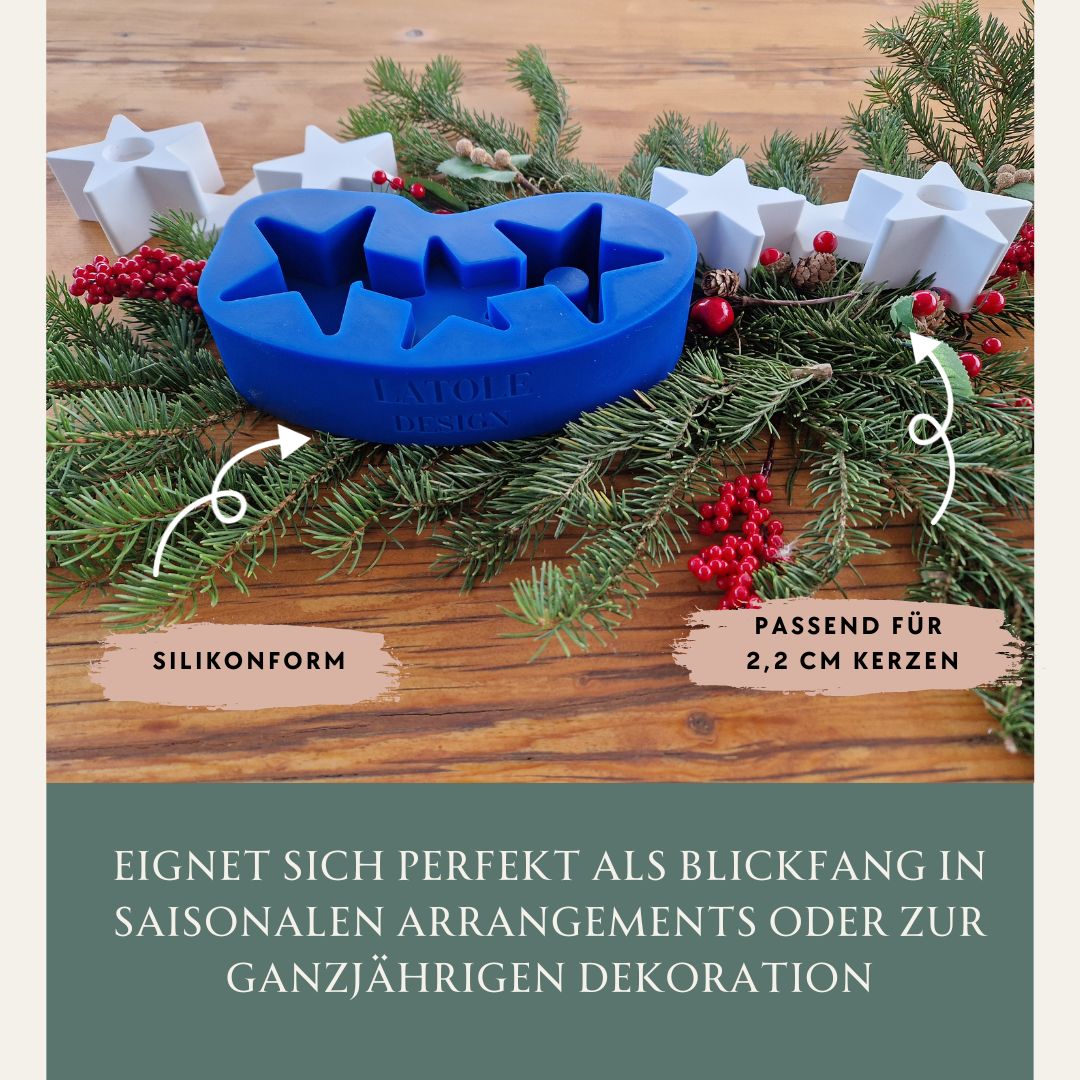 Silikonform - 3 Sterne mit Gipsform