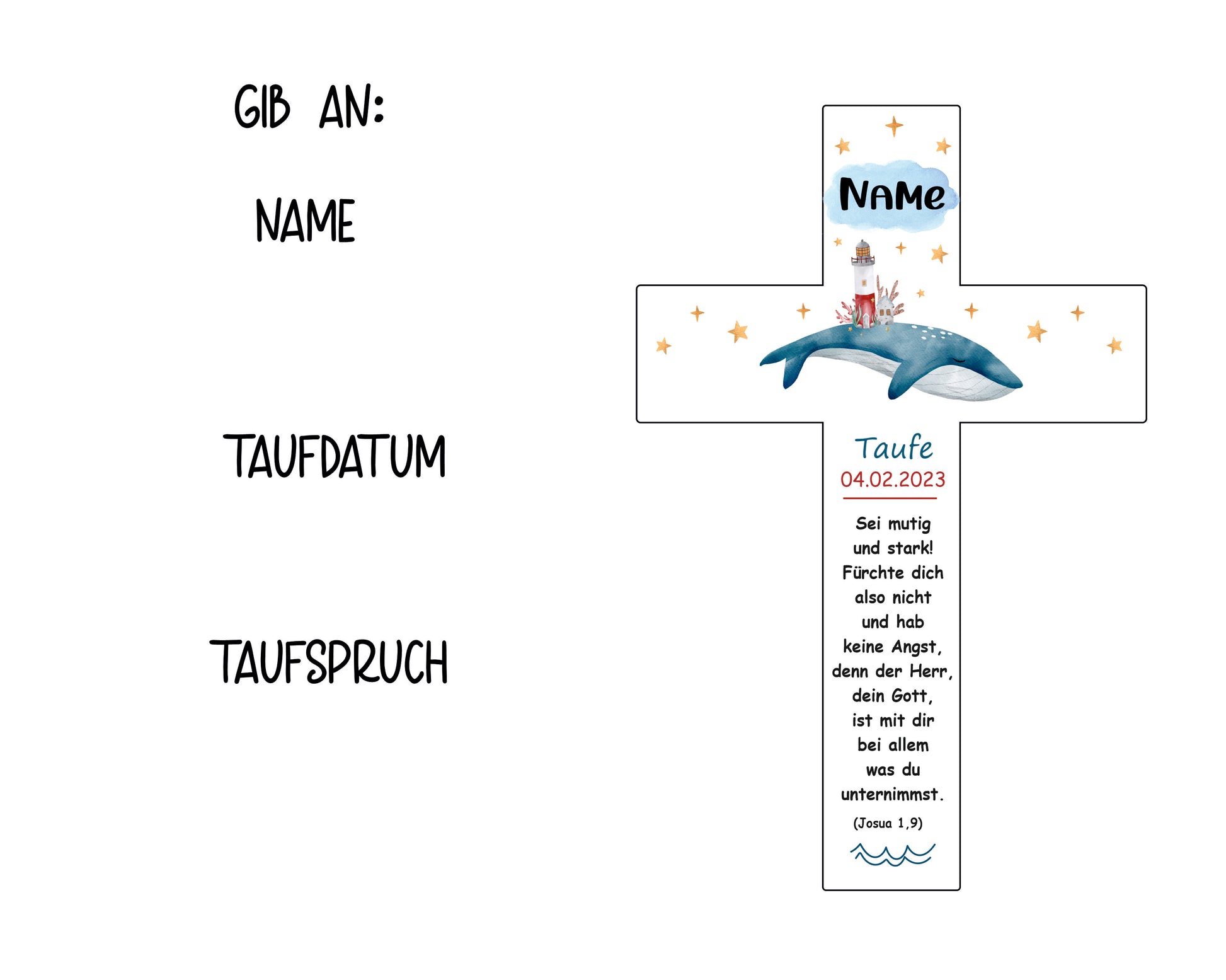 Holzkreuz - bedruckt - Übersicht