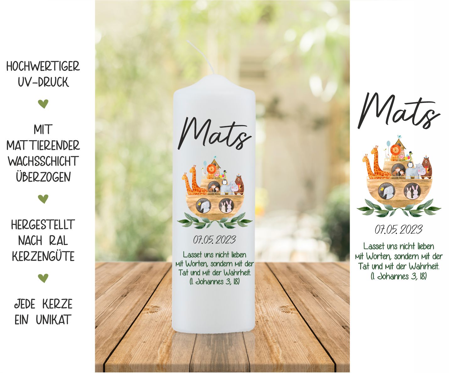 Taufkerze - Arche Noah