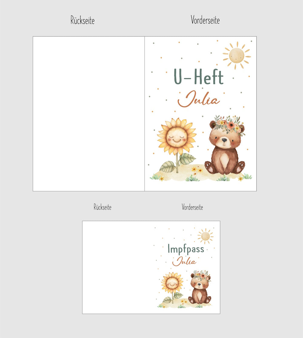 U Helft Hülle - Bär und Sonnenblume und Impfpass
